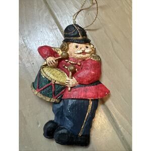 Christmas Drummer Soldier Ornament VTG Style Drum Military Holiday Decor Resin
